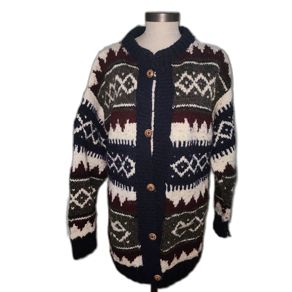 Vintage Ecuador Handmade Chunky Cable Knit Sweater